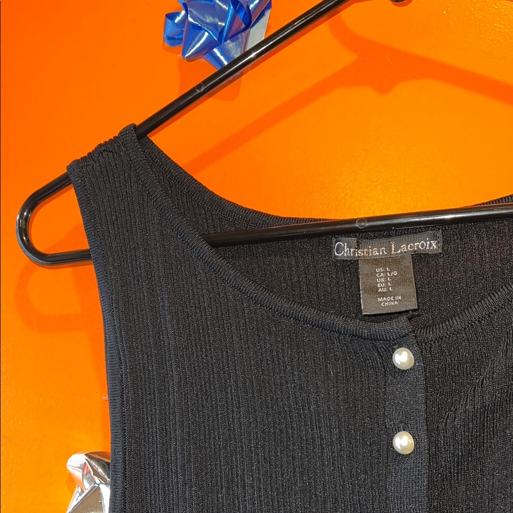 Christian Lacroix Black Sleeveless Crop Top - Picture 2 of 5